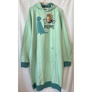 Lazy One Dog Mom Sleep Hoodie Dress Oversized Size L/XL Mint Green Lounge Cozy